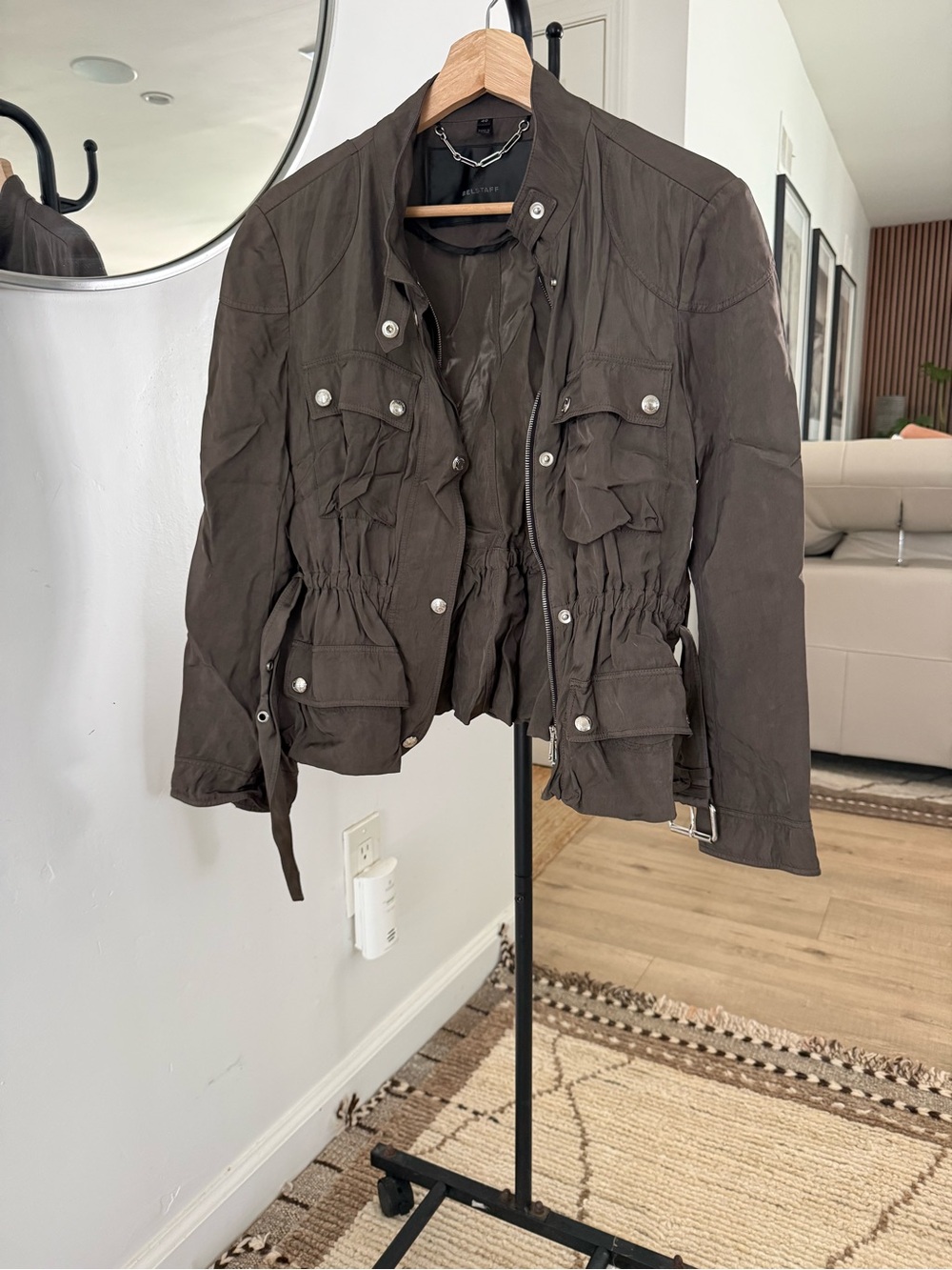 Belstaff Olive Utility Jacket with Pocket Detailing